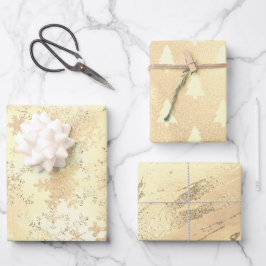 Elegantes, modernes Gold Weihnachtsmuster Geschenkpapier Set