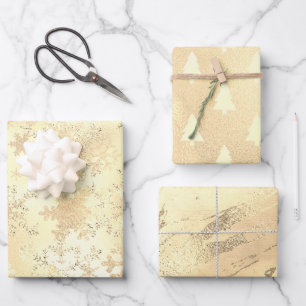 Elegantes, modernes Gold Weihnachtsmuster Geschenkpapier Set