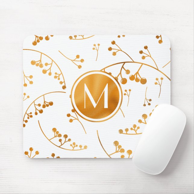 Elegantes, modernes Goldbeermuster auf Monogramm Mousepad (Mit Mouse)