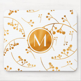 Elegantes, modernes Goldbeermuster auf Monogramm Mousepad