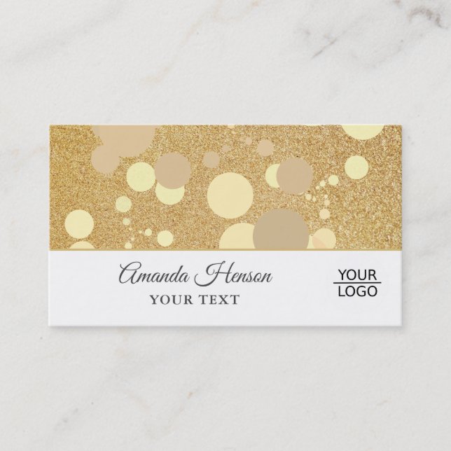 Elegantes, modernes Golden Glitter Logo Visitenkarte (Vorderseite)