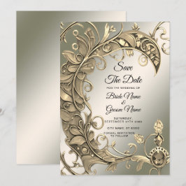 Elegantes modernes Goldenes Dekorativ Save the Dat Date