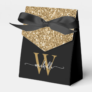 Elegantes modernes goldenes Glitter-Monogramm-Name Geschenkschachtel