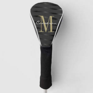 Elegantes modernes goldenes Monogramm auf schwarze Golf Headcover