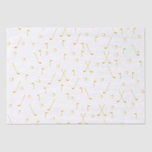 Elegantes, modernes Goldenes Muster Golfer Weiß Seidenpapier