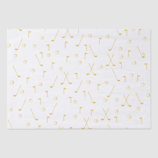 Elegantes, modernes Goldenes Muster Golfer Weiß Seidenpapier (Vorderseite)