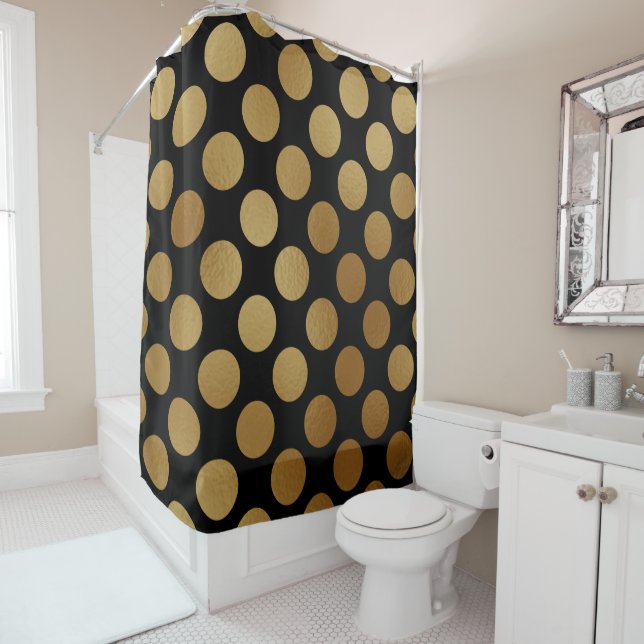 Elegantes, modernes goldenfarbenes Polka Dots Must Duschvorhang (Beispiel)