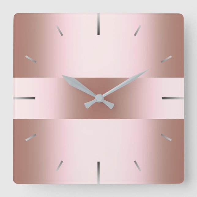 Elegantes, modernes Goldmuster der Küken-Rose Quadratische Wanduhr (Vorderseite)