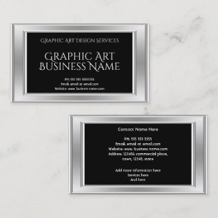 Elegantes modernes Grafikdesign Silber Schwarz Visitenkarte