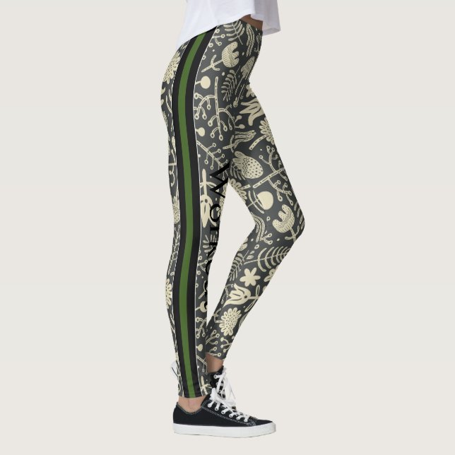 Elegantes modernes graues und weißes Muster l Work Leggings (Rechts)