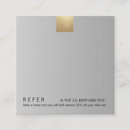 Elegantes, modernes Gray Gradient Gold Akzent Refe Quadratische Visitenkarte