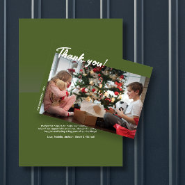 Elegantes modernes Green Holiday Foto Vielen Dank Karte