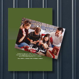 Elegantes modernes Green Holiday Foto Vielen Dank Karte