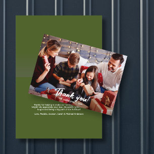 Elegantes modernes Green Holiday Foto Vielen Dank Karte