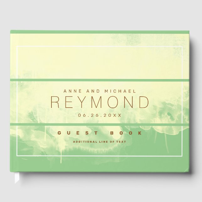 elegantes, modernes, grün gelbes Gästebuch (Vorderseite)