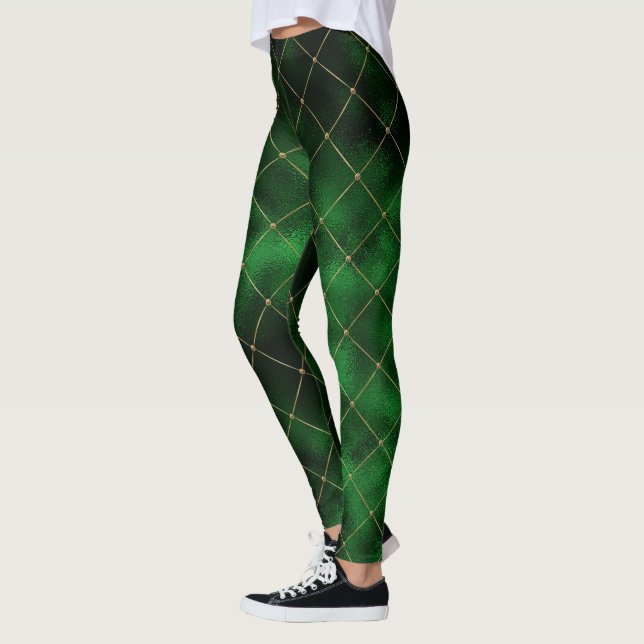 Elegantes, modernes, grünes Gold Diamond Square Mu Leggings (Links)