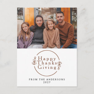 Elegantes modernes Happy Thanksgiving Herbstfoto Feiertagspostkarte