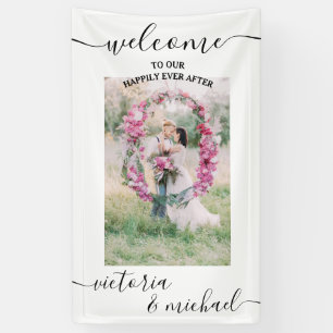 Elegantes modernes Hochzeitsbild Foto Willkommen Banner
