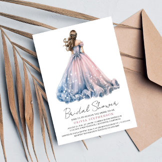 Elegantes modernes Hochzeitskleid-Brautparty Einladung