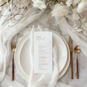 Elegantes, modernes Hochzeitsmenü "Time to Feast" Menükarte