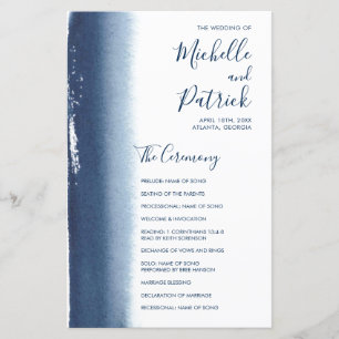 Elegantes modernes Hochzeitsprogramm in Marineblau