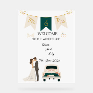 Elegantes modernes Hochzeitswillkommen Akryllische Acrylschild