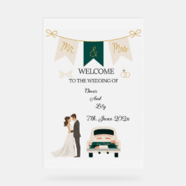 Elegantes modernes Hochzeitswillkommen Akryllische Acrylschild