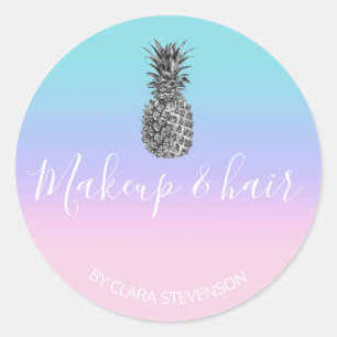 Elegantes, modernes, hübsch-silberfarbenes Ananas- Runder Aufkleber
