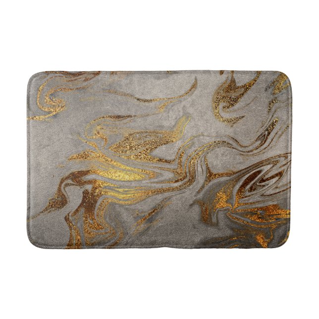 Elegantes modernes hübsches Gold- und Silbermarmor Badematte (Vorderseite)