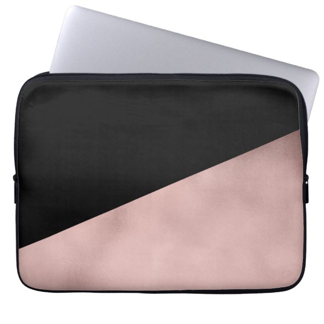 elegantes modernes Imitat-Rosen-Goldschwarzes Laptopschutzhülle (Vorderseite)