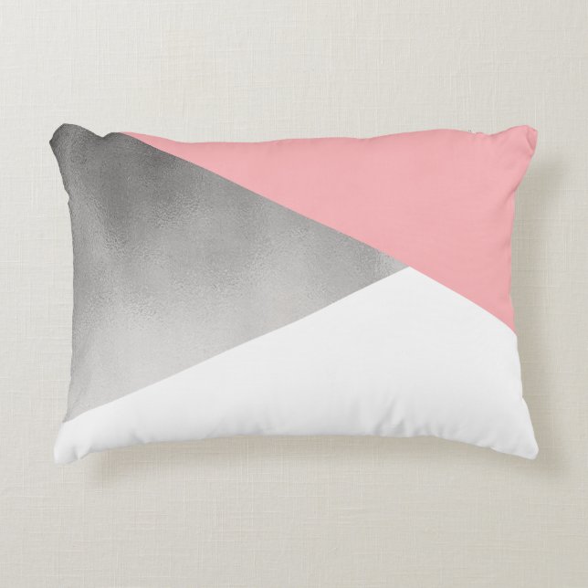 elegantes modernes Imitatsilber erröten rosa Zierkissen (Vorderseite)