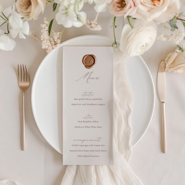 Elegantes, modernes Ivory Calligraphy Wedding Menu Einladung (Elegant Modern Ivory Calligraphy Wedding Menu)