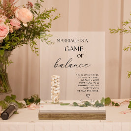 Elegantes modernes Jenga Gästebuch Hochzeit Acrylschild