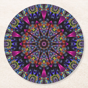 Elegantes, modernes Kaleidoskop Runder Pappuntersetzer