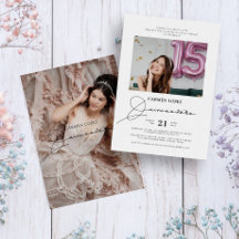 Elegantes modernes Kalligrafie-Foto Quinceanera