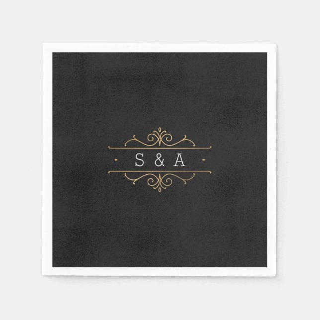Elegantes, modernes Klassisches Oldtimer-Hochzeits Serviette (Vorderseite)