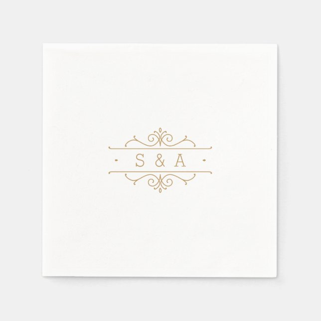 Elegantes, modernes Klassisches Oldtimer-Hochzeits Serviette (Vorderseite)