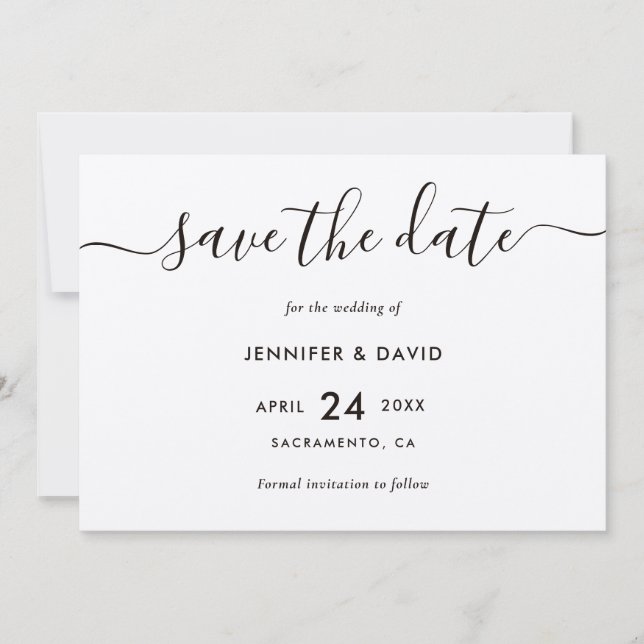 Elegantes, modernes Kraftpapier Hochzeit Save The Date (Vorderseite)