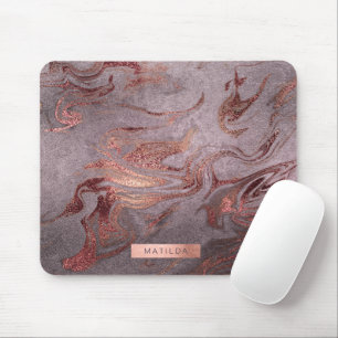 Elegantes, modernes Kupfergold lila Marmor-Look in Mousepad