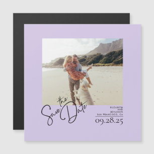 Elegantes modernes Lavendel Lila Save the Date Fot Magneteinladung