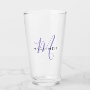Elegantes modernes Lavenderskriptmonogramm Glas