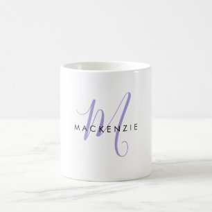 Elegantes modernes Lavenderskriptmonogramm Kaffeetasse
