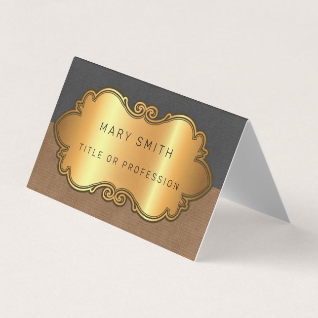 Elegantes modernes Leather Gold Visitenkarten (Vorderseite)
