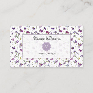 Elegantes modernes Lila florales Botanisches Monog Visitenkarte