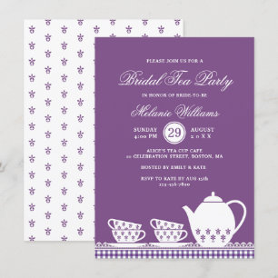 Elegantes modernes Lila Tea Party Brautparty Einladung