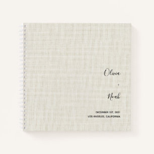 Elegantes modernes Linen Wedding Gästebuch Notizbuch