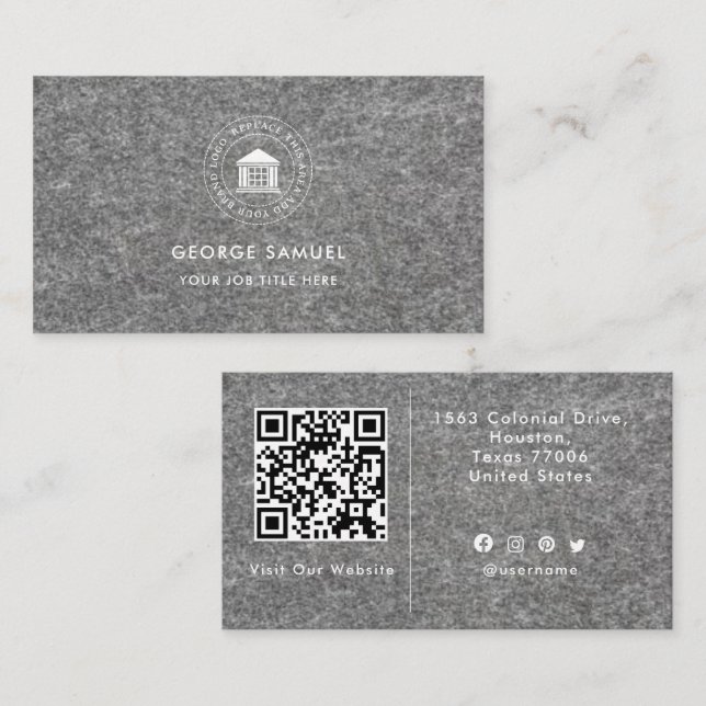 Elegantes, modernes Logo Minimalistisch Visitenkarte (Vorne/Hinten)