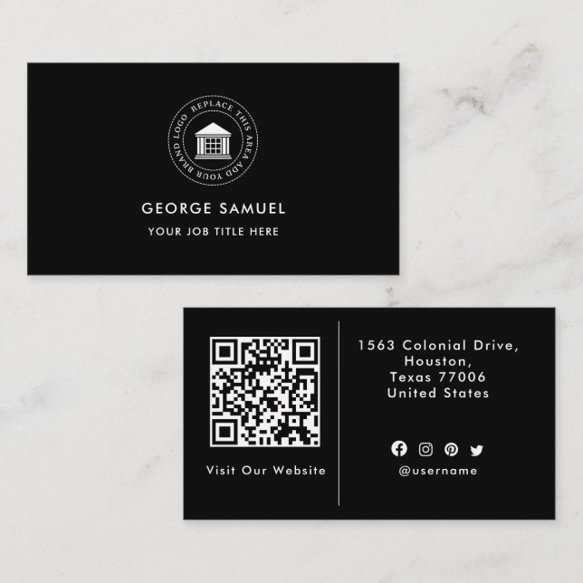 Elegantes, modernes Logo Minimalistisch Visitenkarte (Vorne/Hinten)