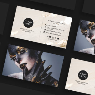 Elegantes modernes Logo mit Goldfolie Foto & Socia Visitenkarte