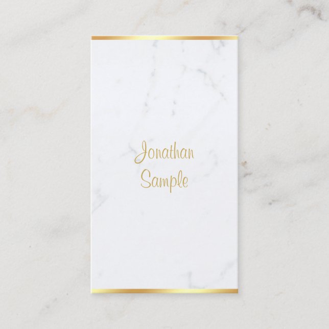 Elegantes, modernes Marble Gold Handgeschriebenes  Visitenkarte (Vorderseite)